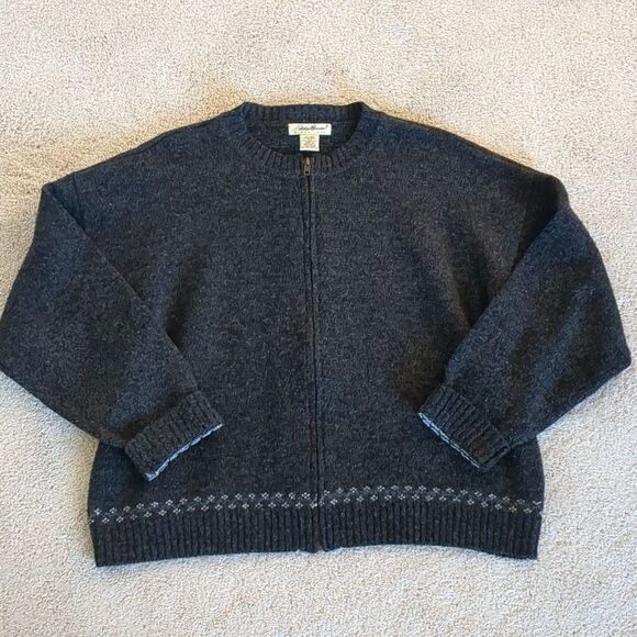 Vintage Eddie Bauer 100% Wool Zip Up Size L - Picture 1 of 7